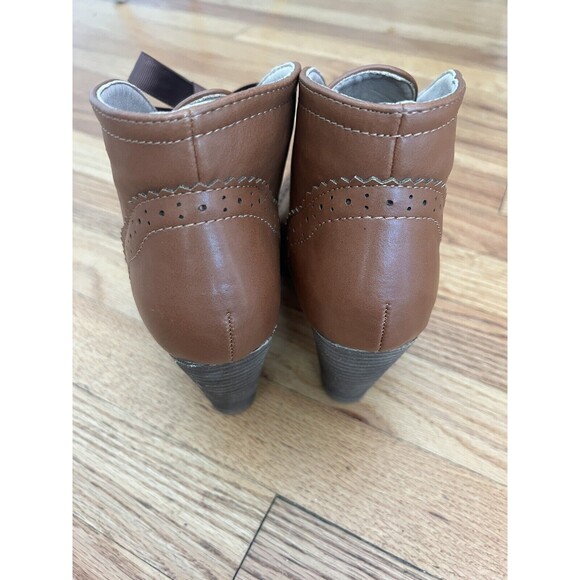 Dolce Nome Brown Tie up Mule Style Ankle Booties Size 8/39 heel Melanie Boots - Picture 4 of 9